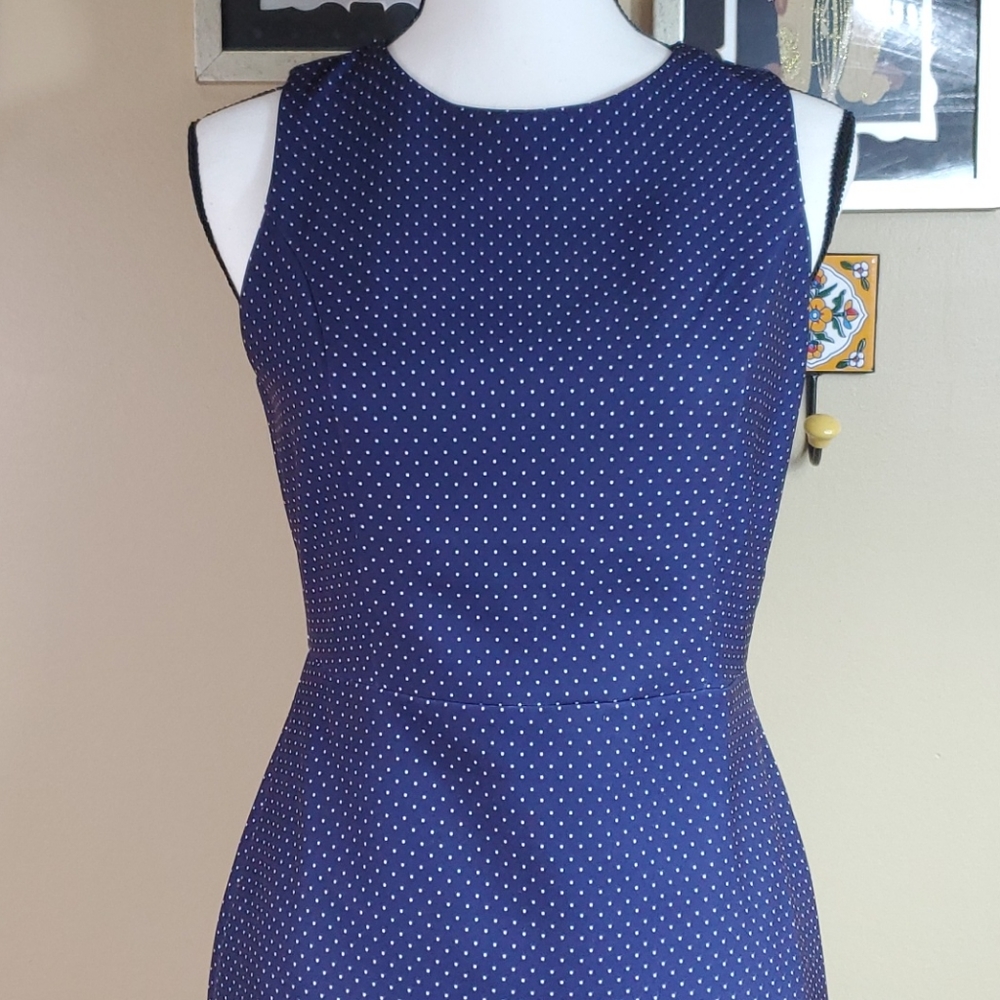 J. Crew blue polka dot sleeveless dress. - Picture 4 of 7